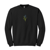Wear your Alpha Phi Forget Me Not design with sincerity and classic warmth in this Gildan crewneck sweatshirt. It features your cherished ΑΦ Forget Me Not design embroidered prominently on the chest