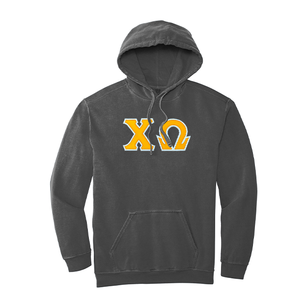 Chi Omega Sorority Comfort Colors Greek Letter Hooded Sweatshirt greekclothingco
