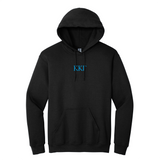 Wear your Kappa Kappa Gamma letters with aspiration in this enduring style Gildan hoodie. It features your beautiful ΚΚΓ Greek letters meticulously embroidered on the center chest in blue