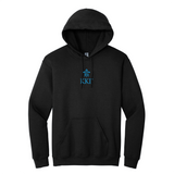 Wear your Kappa Kappa Gamma letters with aspiration in this enduring style Gildan hoodie. It features your beautiful ΚΚΓ Vertical Fleur De Key design meticulously embroidered on the center chest in blue.