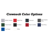 Satin Stitch Sewn on Greek Letter Fan Favorite Port and Company Crewneck Sweatshirt color options