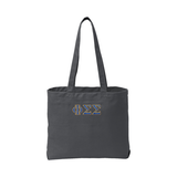 Phi Sigma Sigma Tote Bag Embroidered Greek Letters