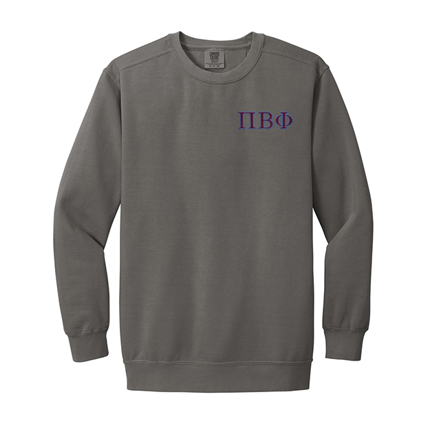 Pi Beta Phi Sorority Comfort Colors Embroidered Greek Letter Crewneck greekclothingco