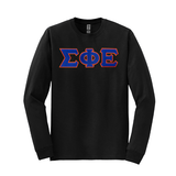 Sigma Phi Epsilon Fraternity Sewn on Greek Letter Gildan Long Sleeve T-shirt
