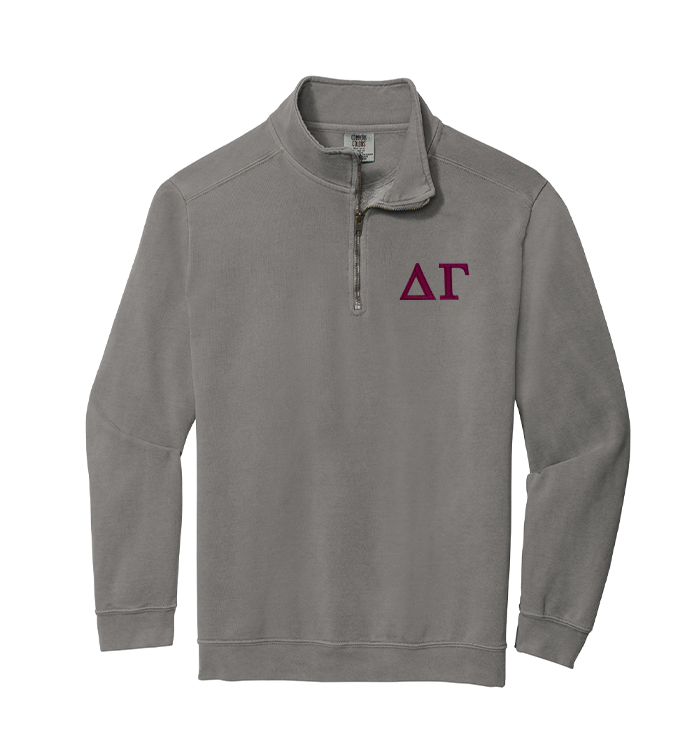 Sorority Comfort Colors Greek Letter Quarter Zip Sweatshirt Medium