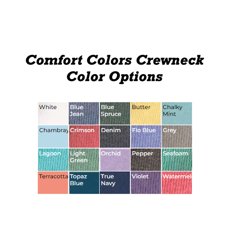 Alpha Sigma Tau Sorority Comfort Colors Embroidered Greek Letter Crewneck Sweatshirt color options