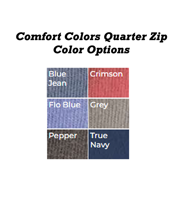 Fraternity Comfort Colors Greek Letter Quarter Zip Sweatshirt. Customize for any fraternity. Color Options Swatch.