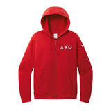 Alpha Chi Omega Nike Ladies Full-Zip Hooded Sweatshirt Embroidered Greek Letters