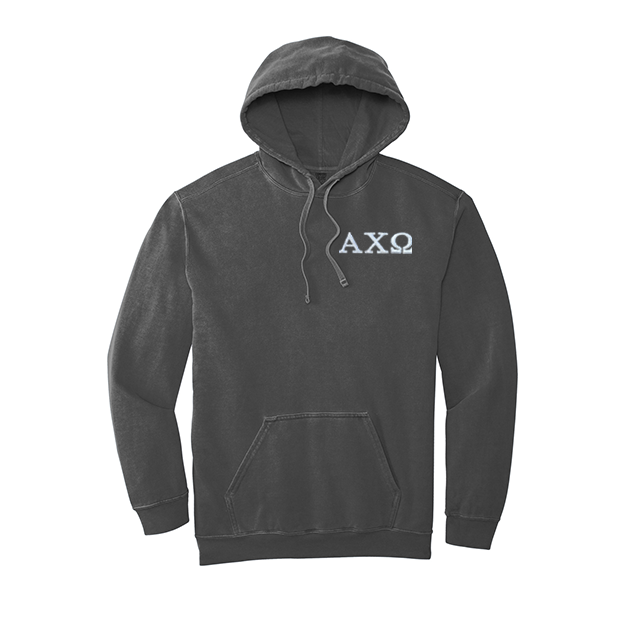 Alpha Chi Omega Sorority Comfort Colors Embroidered Greek Letter Hooded Sweatshirt