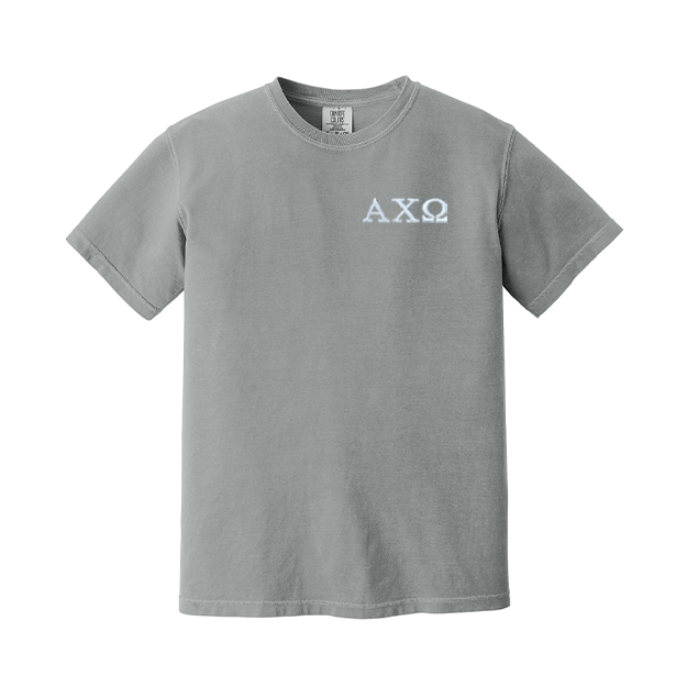 Alpha Chi Omega Sorority Embroidered Greek Letter Comfort Colors T-shirt