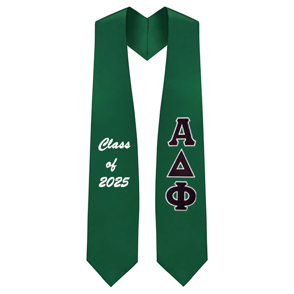 Custom Alpha Delta Phi Fraternity Tackle Twill Greek Letter Graduation Stole