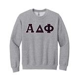 Alpha Delta Phi Fraternity Sewn on Greek Letter Gildan Crewneck Sweatshirt