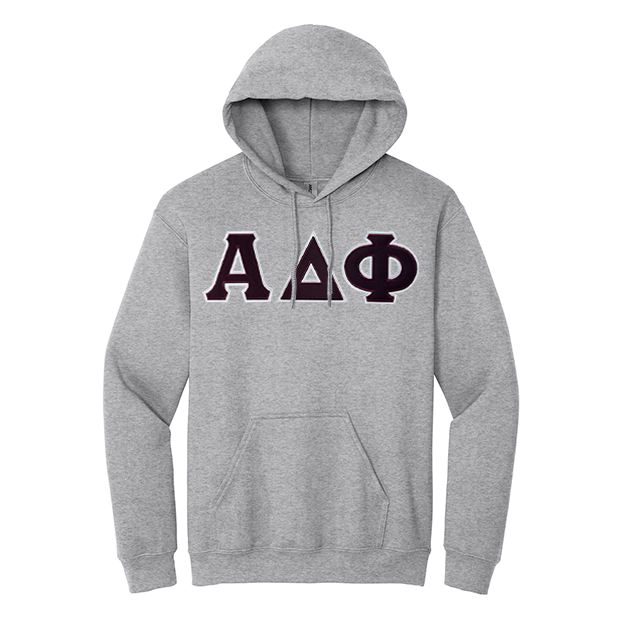 Alpha Delta Phi Fraternity Sewn on Greek Letter Gildan Hoodie