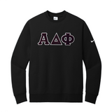Represent your Alpha Delta Phi fraternity in this premium Nike Club Fleece Crewneck Sweatshirt, featuring classic sewn-on Greek letters. Your distinguished ΑΔΦ Greek letters are sewn onto the chest using high-quality satin stitch for a bold, durable look
