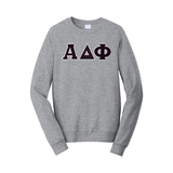 Alpha Delta Phi Satin Stitch Sewn on Greek Letter Fan Favorite Port and Company Crewneck Sweatshirt