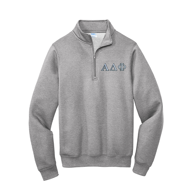 Alpha Delta Phi Fraternity Port Authority Quarter Zip With Embroidered Greek Letters