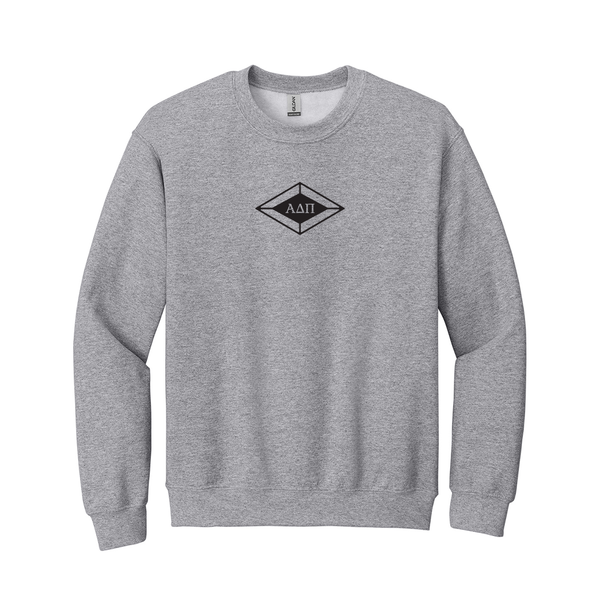 Alpha Delta Pi Sorority Embroidered Diamond Crewneck Sweatshirt. Display your Alpha Delta Pi sisterhood with grace in this classic appeal Gildan crewneck sweatshirt. It features your cherished ΑΔΠ diamond embroidered onto the center of the chest