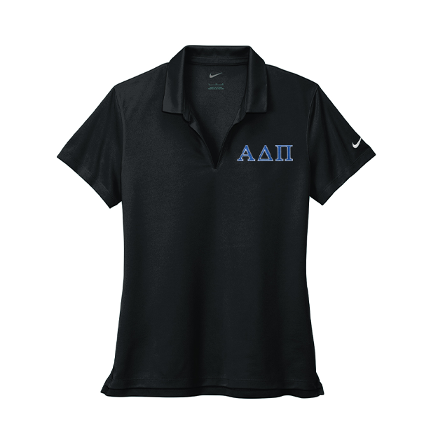 Alpha Delta Pi Sorority Nike Ladies Dri-FIT polo with embroidered Greek letters