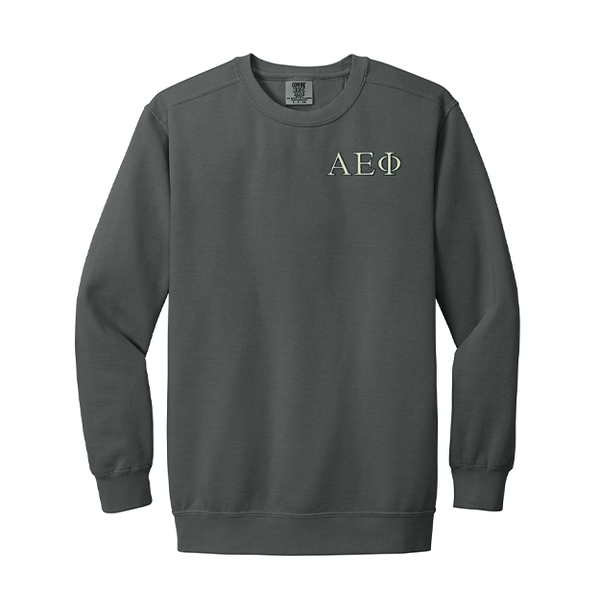 Alpha Epsilon Phi Sorority Comfort Colors Embroidered Greek Letter Crewneck Sweatshirt