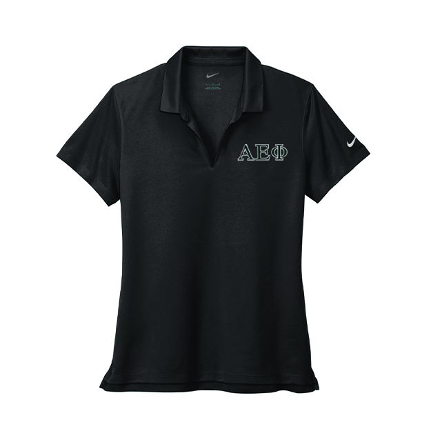 Alpha Epsilon Phi Sorority Nike Ladies Dri-FIT polo with embroidered Greek letters