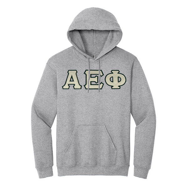 Alpha Epsilon Phi Sorority Sewn on Greek Letter Gildan Hoodie