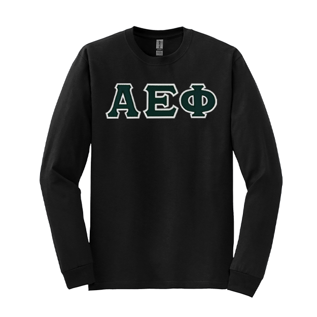 Alpha Epsilon Phi Sorority Sewn on Greek Letter Gildan Long Sleeve T-shirt