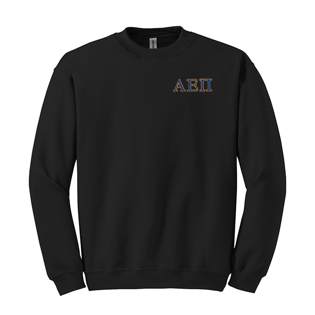 Alpha Epsilon Pi Fraternity Embroidered Greek Letter Gildan Crewneck Sweatshirt.