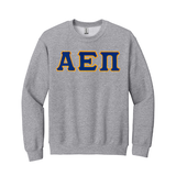 Alpha Epsilon Pi Fraternity Sewn on Greek Letter Gildan Crewneck Sweatshirt.