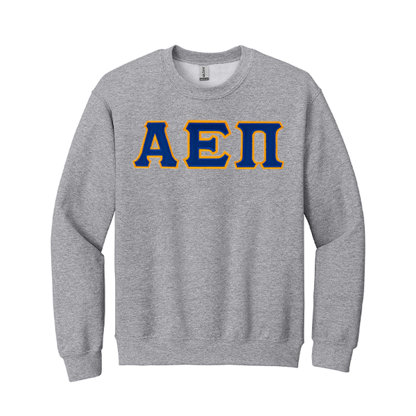 Alpha Epsilon Pi Fraternity Sewn on Greek Letter Gildan Crewneck Sweatshirt.