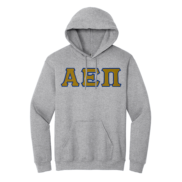 Alpha Epsilon Pi Fraternity Sewn on Greek Letter Gildan Hoodie