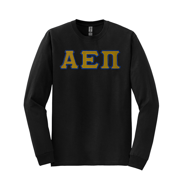 Alpha Epsilon Pi Fraternity Sewn on Greek Letter Gildan Long Sleeve T-shirt