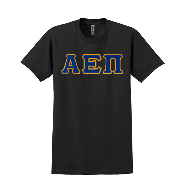 Alpha Epsilon Pi Fraternity Sewn on Greek Letter Gildan T-shirt