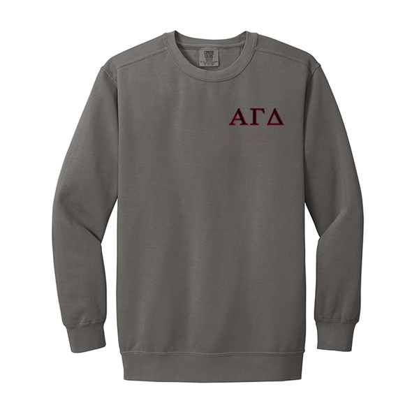 Alpha Gamma Delta Sorority Comfort Colors Embroidered Greek Letter Crewneck Sweatshirt
