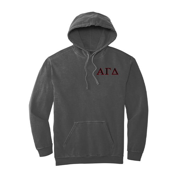 Alpha Gamma Delta Sorority Comfort Colors Embroidered Greek Letter Hooded Sweatshirt