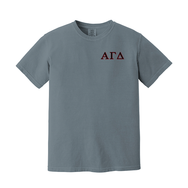 Alpha Gamma Delta Sorority Embroidered Greek Letter Comfort Colors T-shirt