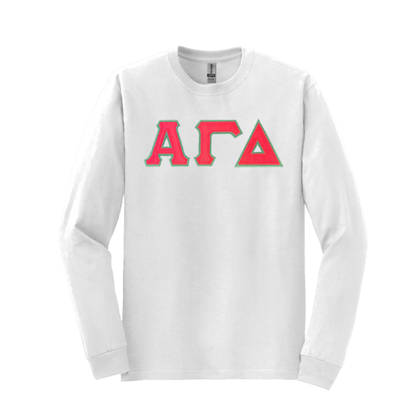 Alpha Gamma Delta Sorority Sewn on Greek Letter Gildan Long Sleeve T-shirt