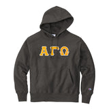 Represent your Alpha Gamma Omega fraternity in this premium Champion Reverse Weave Hooded Sweatshirt. Your distinguished AGO tackle twill Greek letters are sewn on using high-quality satin stitching for a classic, durable look.