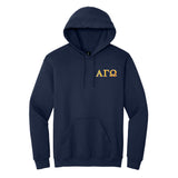 Represent your Alpha Gamma Omega fraternity with this refined embroidered Gildan hoodie. Your distinguished AGO Greek letters are neatly embroidered, offering a sophisticated way to display your affiliation