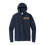 Represent your Alpha Gamma Omega fraternity in this premium Nike hoodie, featuring your Greek letters embroidered on the left chest. Your distinguished AGO Greek letters will be neatly embroidered.
