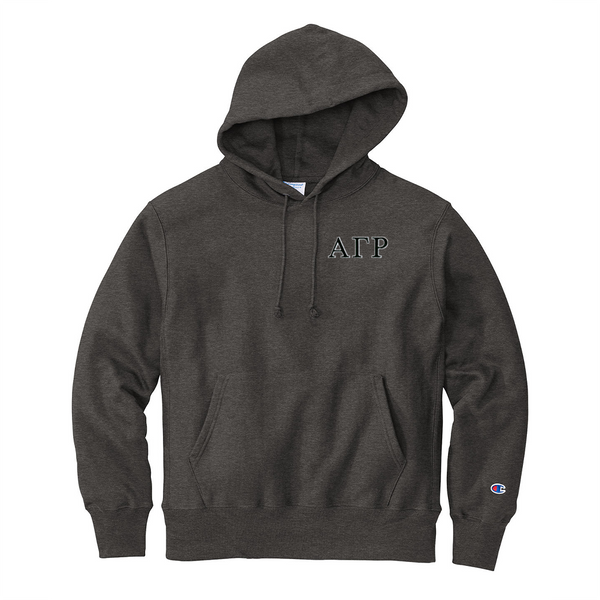 Alpha Gamma Rho Fraternity Champion Reverse Weave Embroidered Greek Letter Hoodie