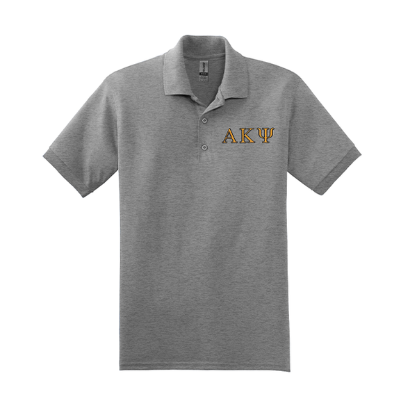 Alpha Kappa Psi Fraternity Embroidered Greek Letter Gildan Polo