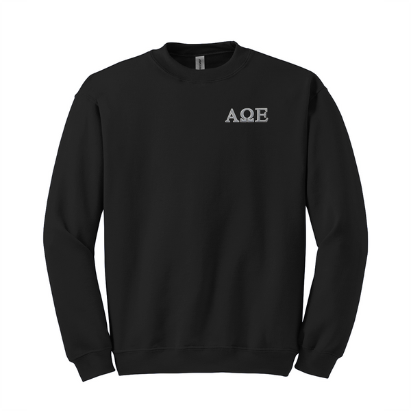 Alpha Omega Epsilon Sorority Embroidered Greek Letter Gildan Crewneck Sweatshirt.