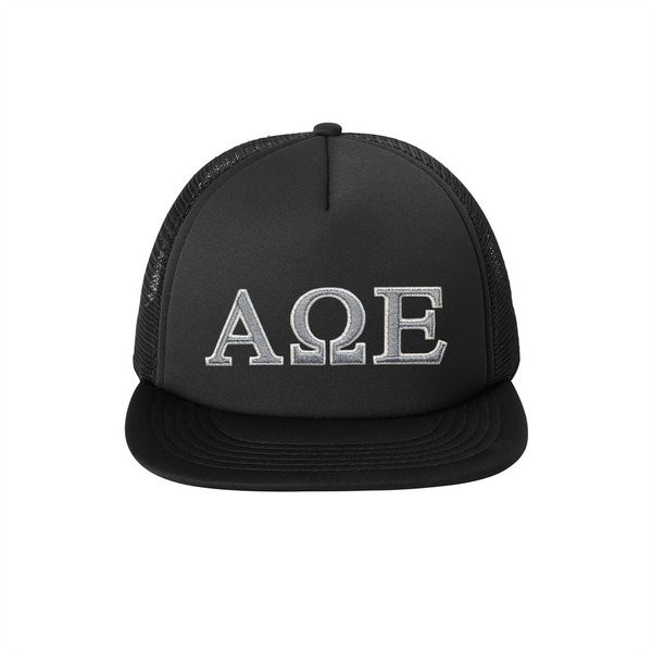 Alpha Omega Epsilon Sorority Foam Trucker Hat Embroidered Greek Letters&nbsp;