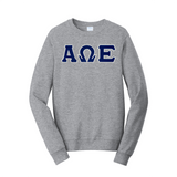 Premium Alpha Omega Epsilon Sorority Satin Stitch Sewn on Greek Letter Fan Favorite Port and Company Crewneck Sweatshirt