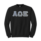 Alpha Omega Epsilon Sorority Sewn on Greek Letter Gildan Crewneck Sweatshirt.