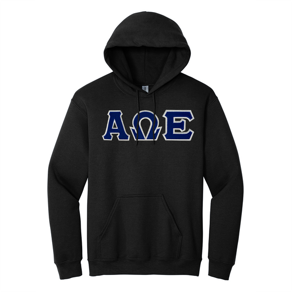 Alpha Omega Epsilon Sorority Sewn on Greek Letter Gildan Hoodie