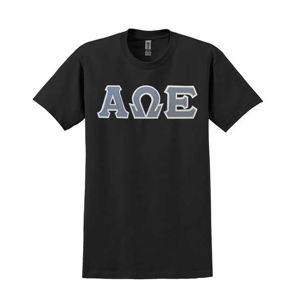 Alpha Omega Epsilon Sorority Sewn on Greek Letter T-shirt