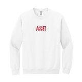 Alpha Omicron Pi Sorority Embroidered Greek Letter Infinity Rose Crewneck Sweatshirt. The Alpha Omicron Pi Greek letters with infinity rose design will be embroidered in cardinal red with care onto the front of a Gildan crewneck sweatshirt.