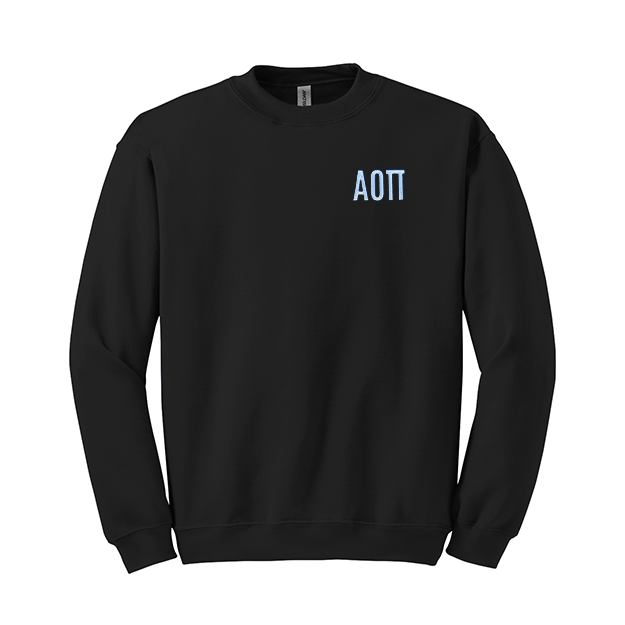 Alpha Omicron Pi Sorority Embroidered Greek Letter Gildan Crewneck Sweatshirt.