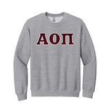 Alpha Omicron Pi Sorority Sewn on Greek Letter Gildan Crewneck Sweatshirt